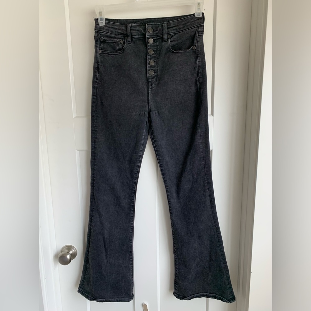American eagle black high rise flare jeans